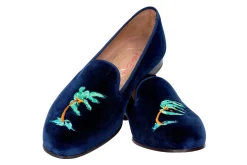Storm Naval Velvet Slipper (Wide)<Stubbs & Wootton New