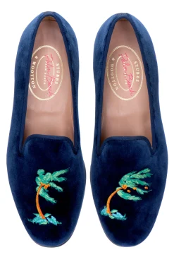 Storm Navy Velvet Slipper (Women)<Stubbs & Wootton Discount
